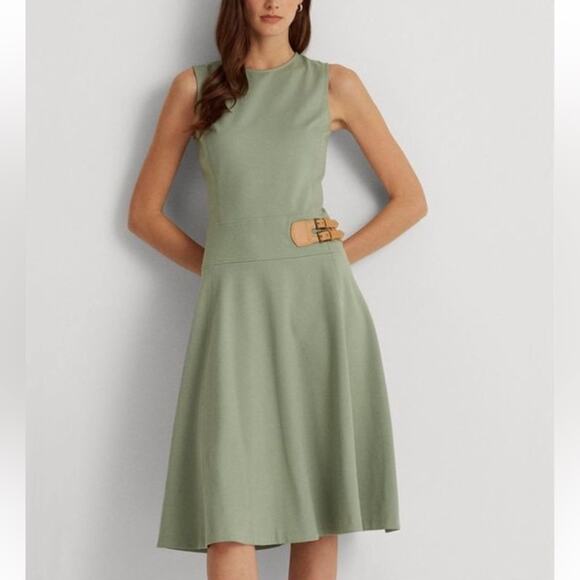 Lauren Ralph Lauren Dresses & Skirts - LAUREN RALPH LAUREN Dress 16 Faux-leather Double Buckle Sleeveless Fit and Flare